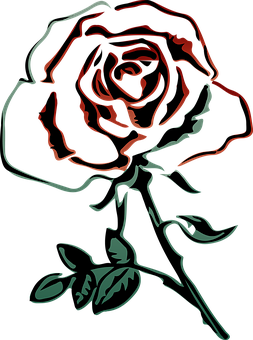 Abstract Neon Outline Rose Art