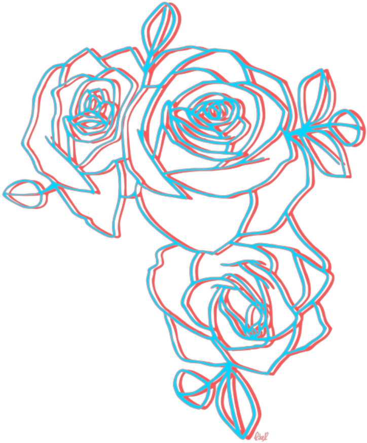 Abstract Neon Rose Sketch