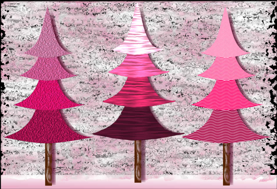 Abstract Pink Christmas Trees Artwork