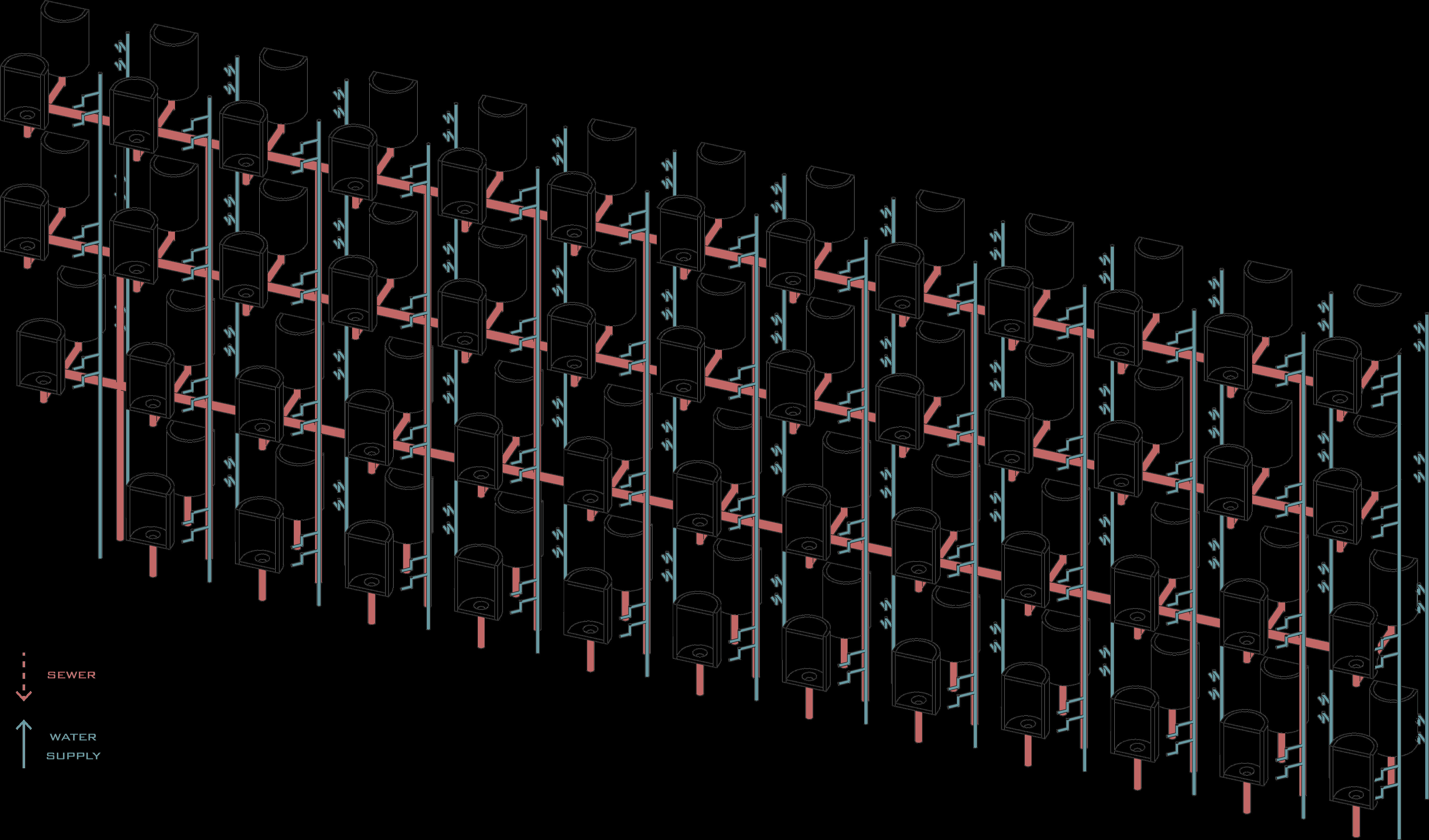 Abstract Plumbing System Illustration