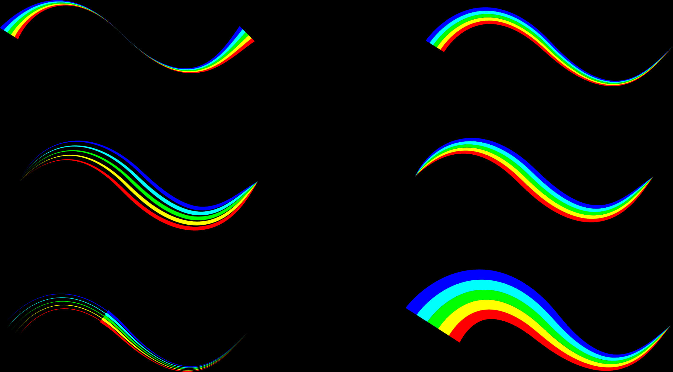 Abstract Rainbow Waveson Black