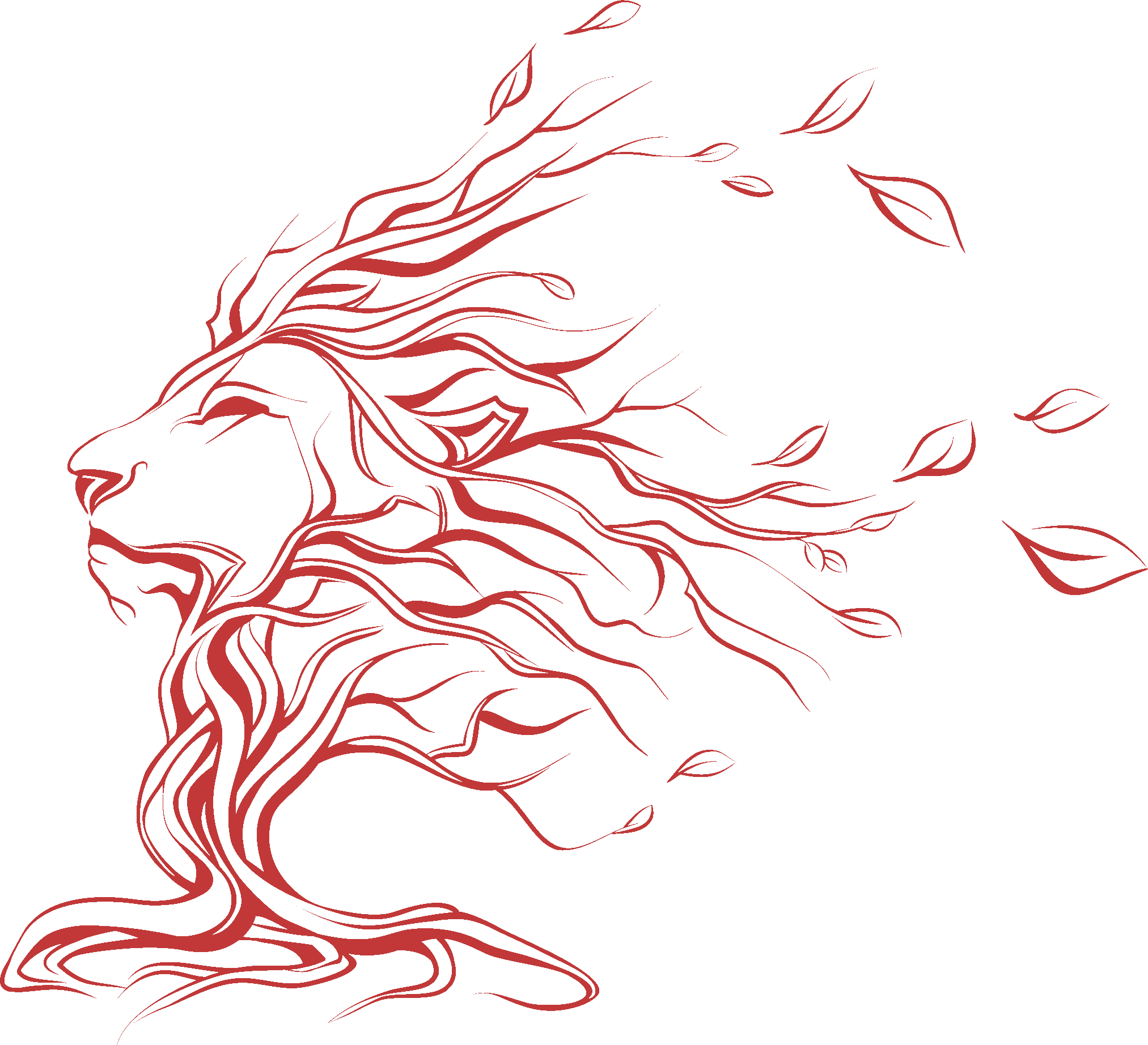 Abstract Red Lion Tattoo Design