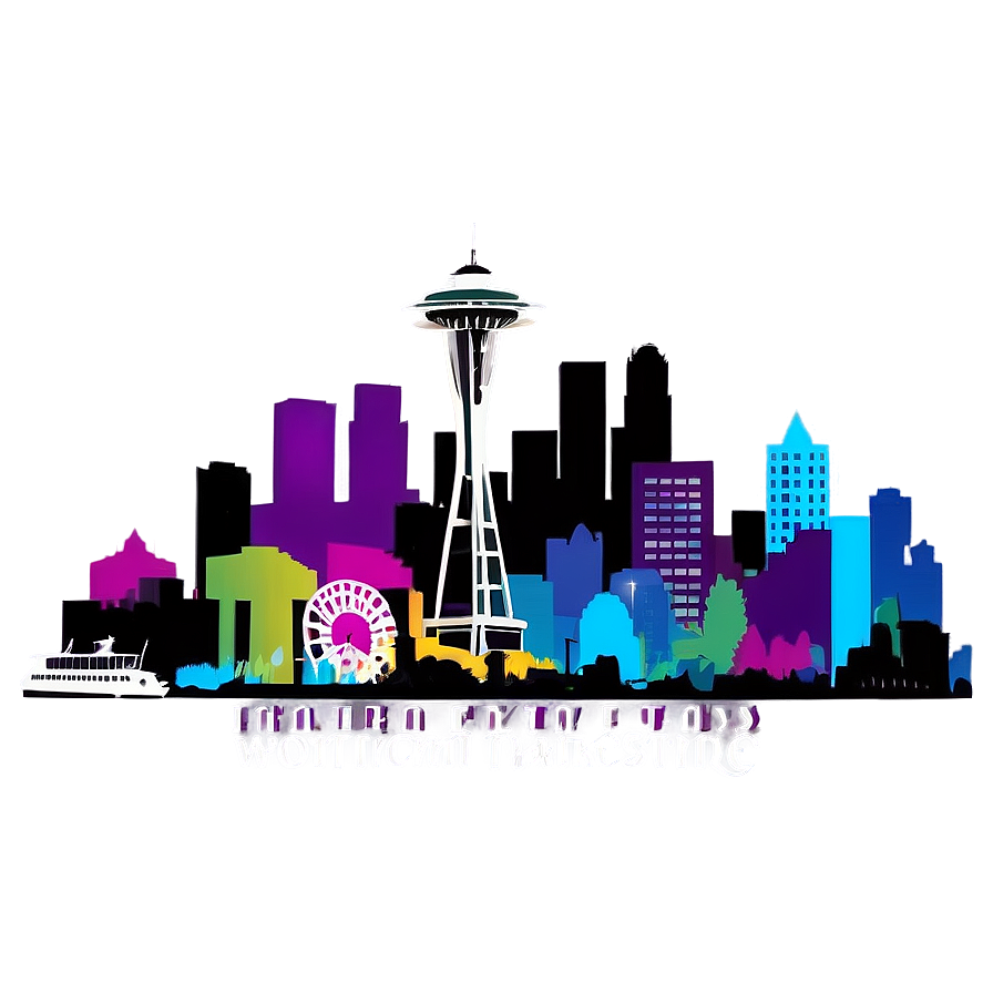 Abstract Seattle Skyline Graphic Png 48