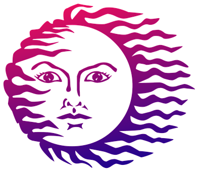 Abstract Sun Face Illustration