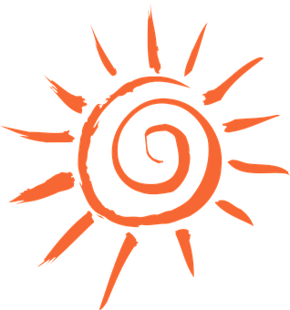 Abstract Sun Symbol Orangeon Black