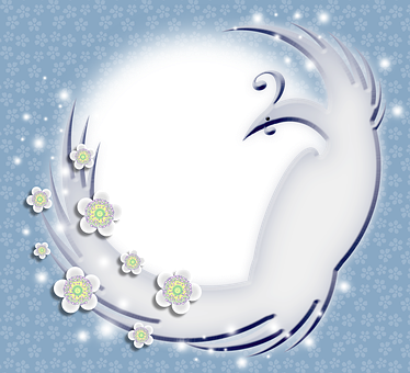 Abstract Swan Silhouette Floral Design