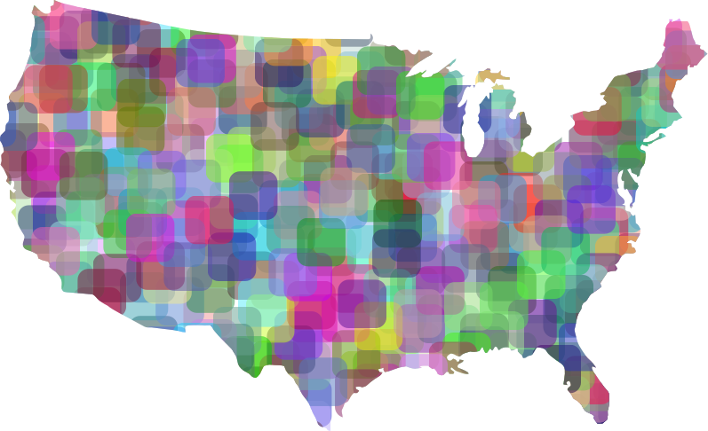 Abstract U S A Map Colorful Geometric Pattern