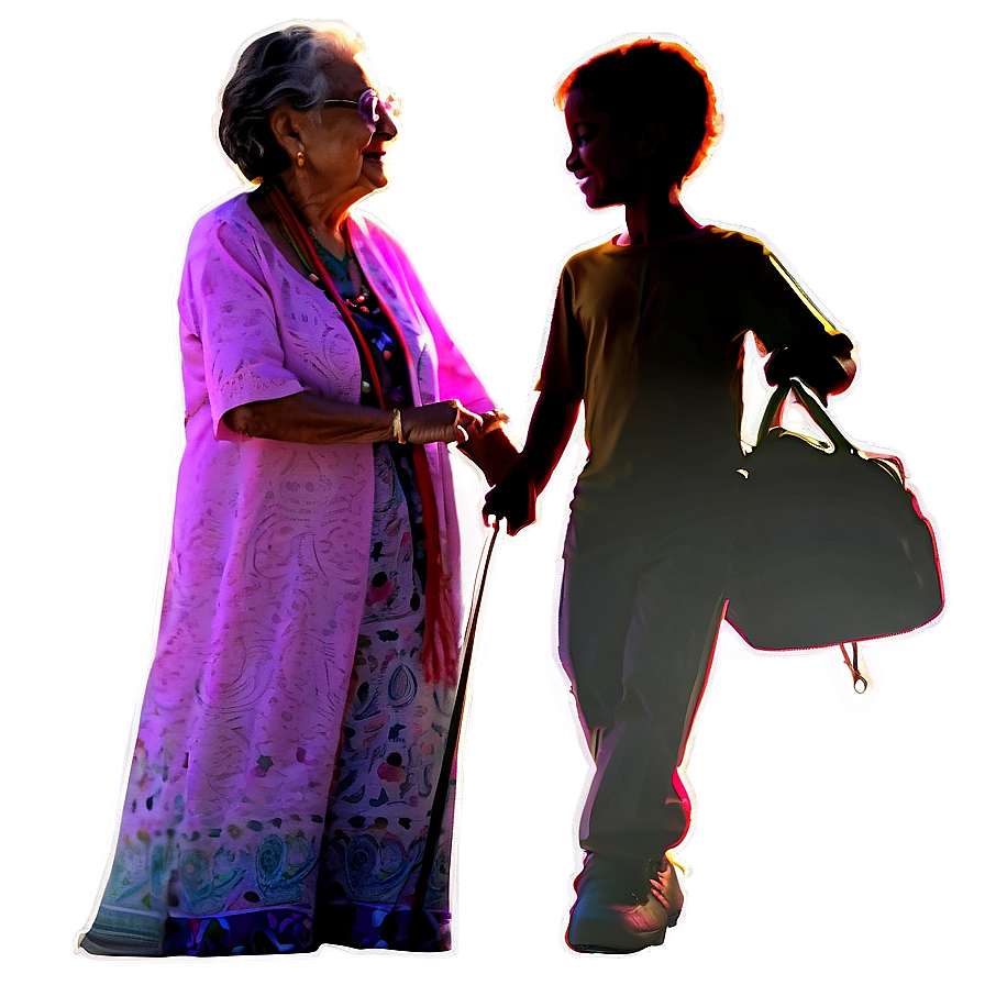 Abuela And Grandchild Silhouette Png 80