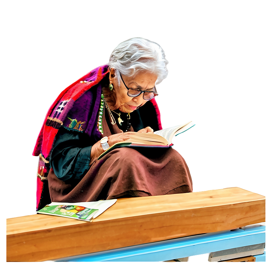 Abuela Reading A Book Png Fuo