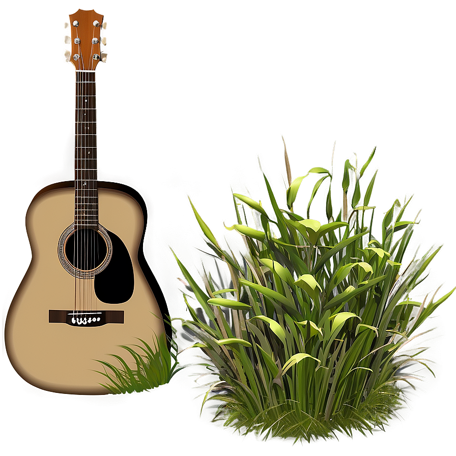 Acoustic Guitar In Grass Png 2