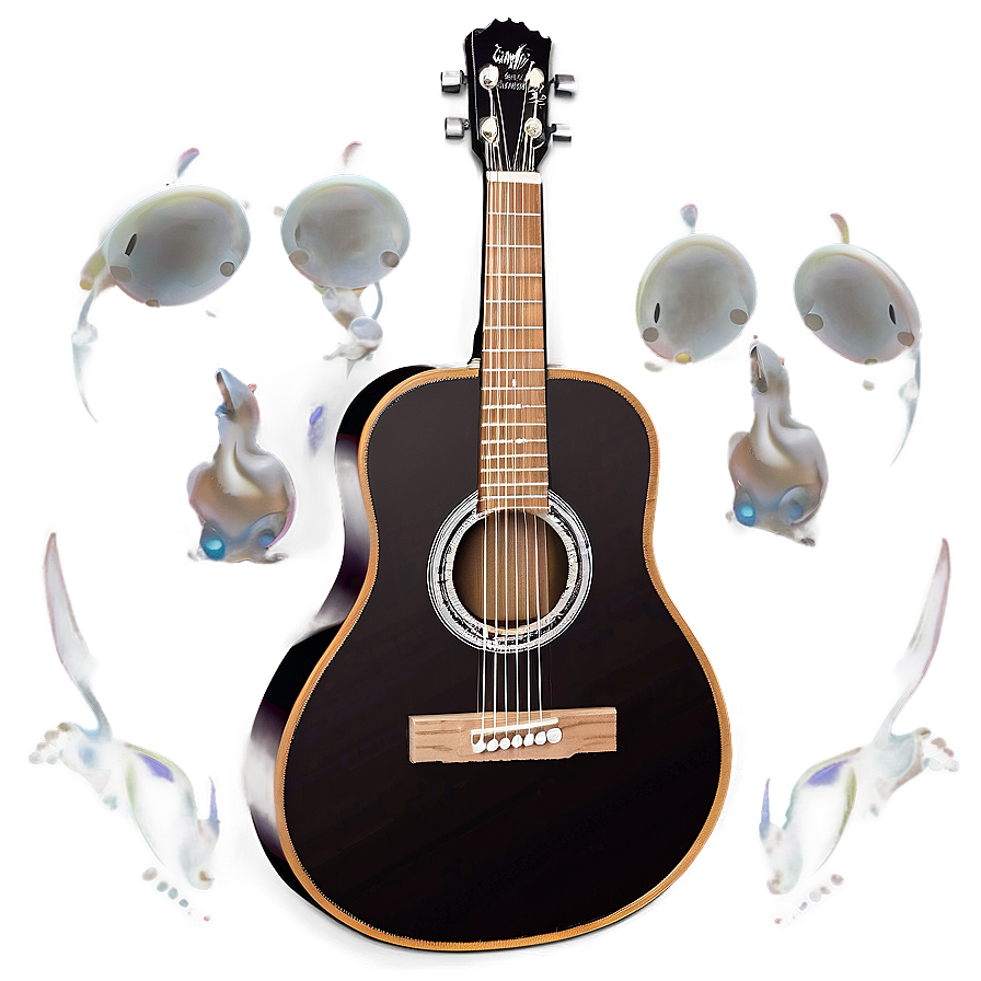 Acoustic Guitar With Cat Png 06122024