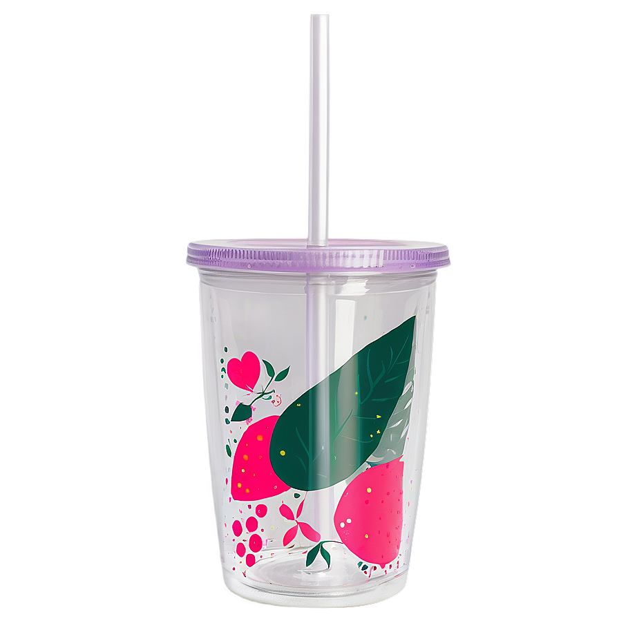 Acrylic Tumbler Cup With Straw Png 45