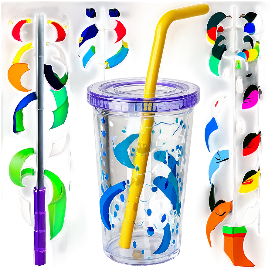 Acrylic Tumbler Cup With Straw Png 82