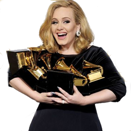 Adele Holding Grammy Awards