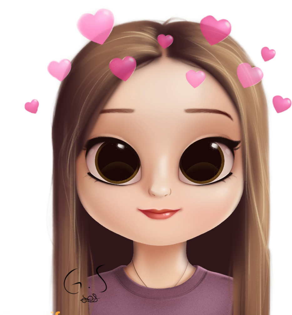 Adorable Cartoon Girlwith Hearts