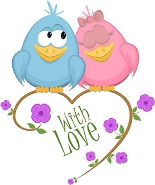 Adorable Cartoon Love Birds