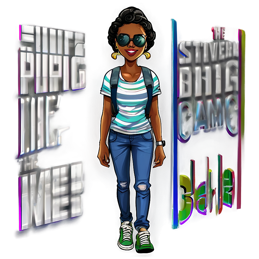 Adventurous Black Girl Cartoon Png 7