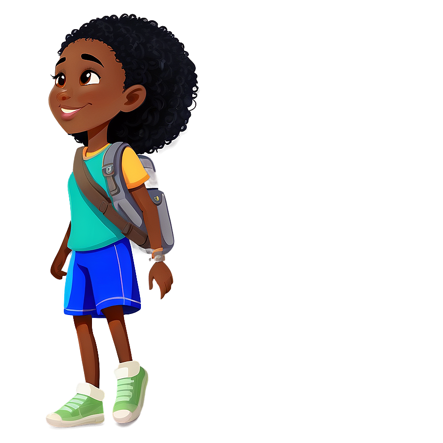 Adventurous Black Girl Cartoon Png 95