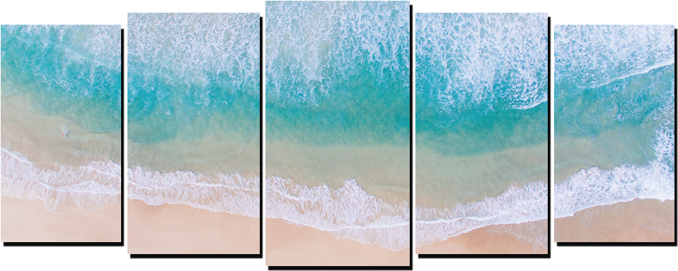 Aerial Beach Waves5 Panel Wall Art