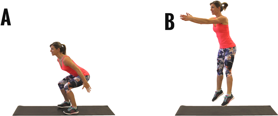 Aerobic Exercise Jump Squat Sequence