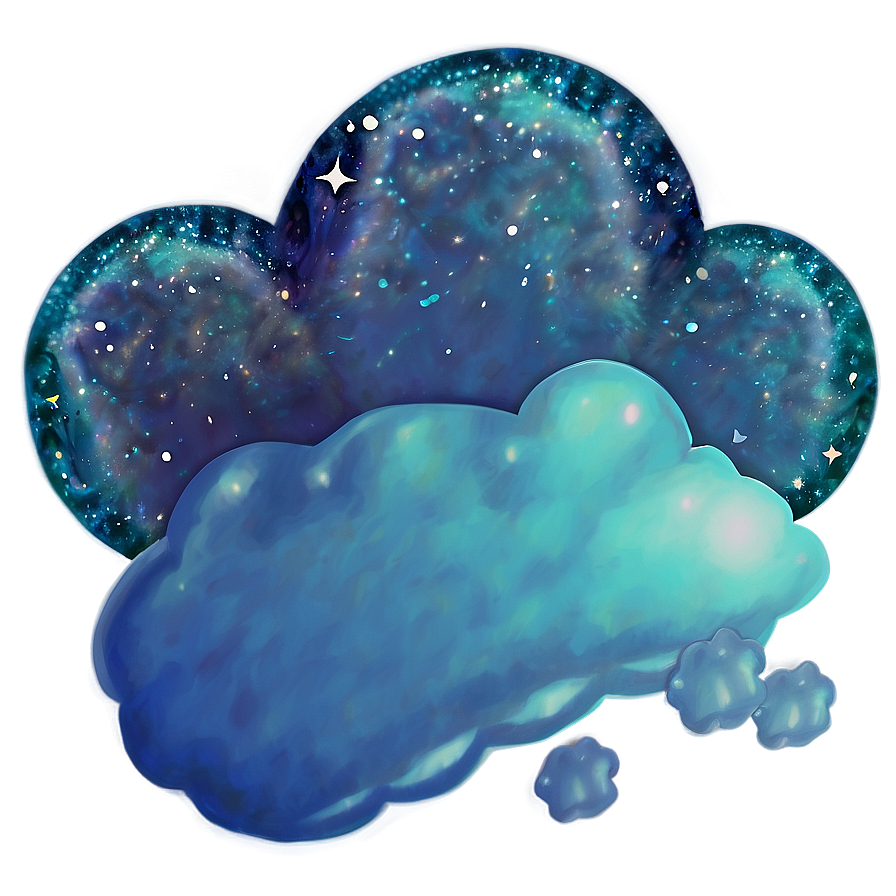 Aesthetic Cloud With Glitter Stars Png Doq43