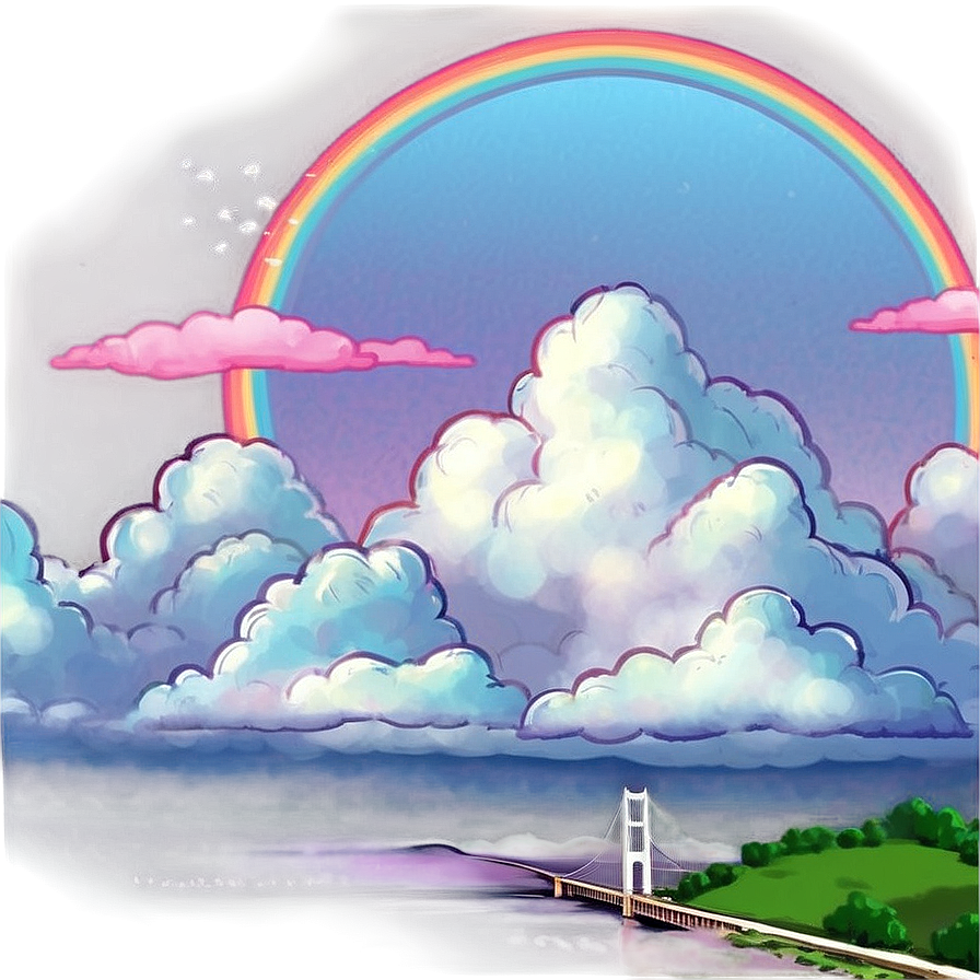 Aesthetic Cloud With Rainbow Bridge Png Ecg43