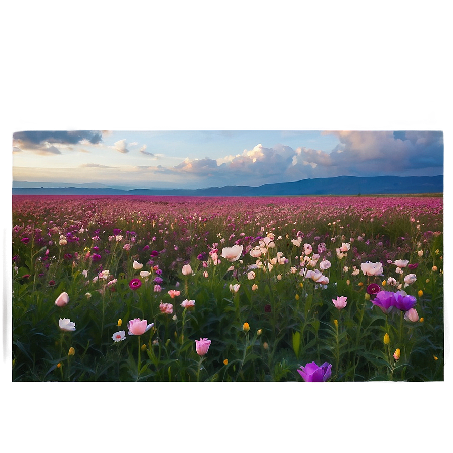 Aesthetic Flower Field Serenity Png Qem78