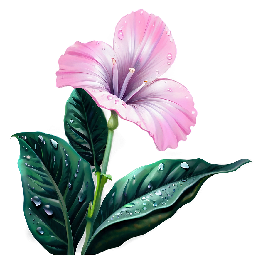 Aesthetic Flower In Dew Png Mou53