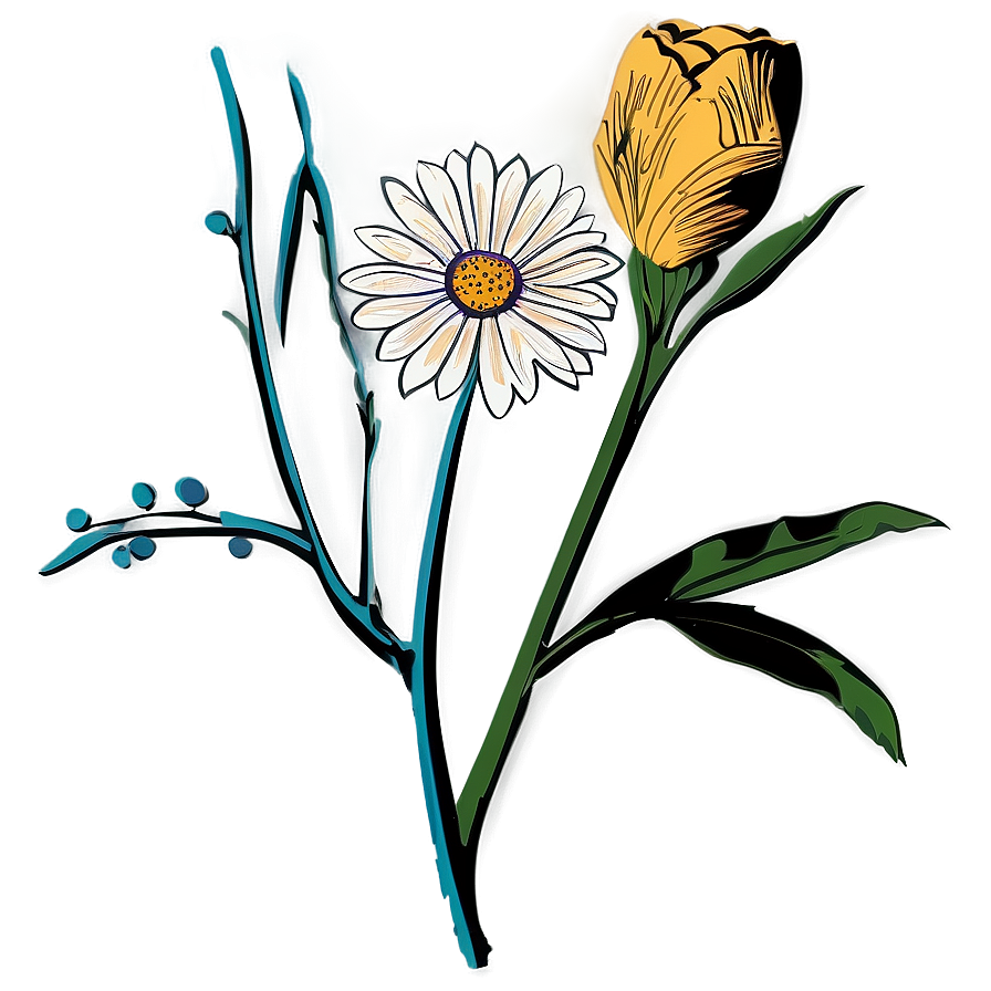 Aesthetic Flowers Illustration Png Qeb46