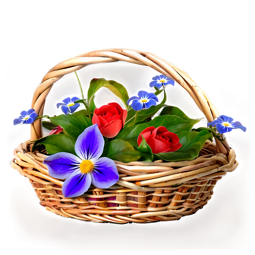 Aesthetic Flowers In Basket Png 3