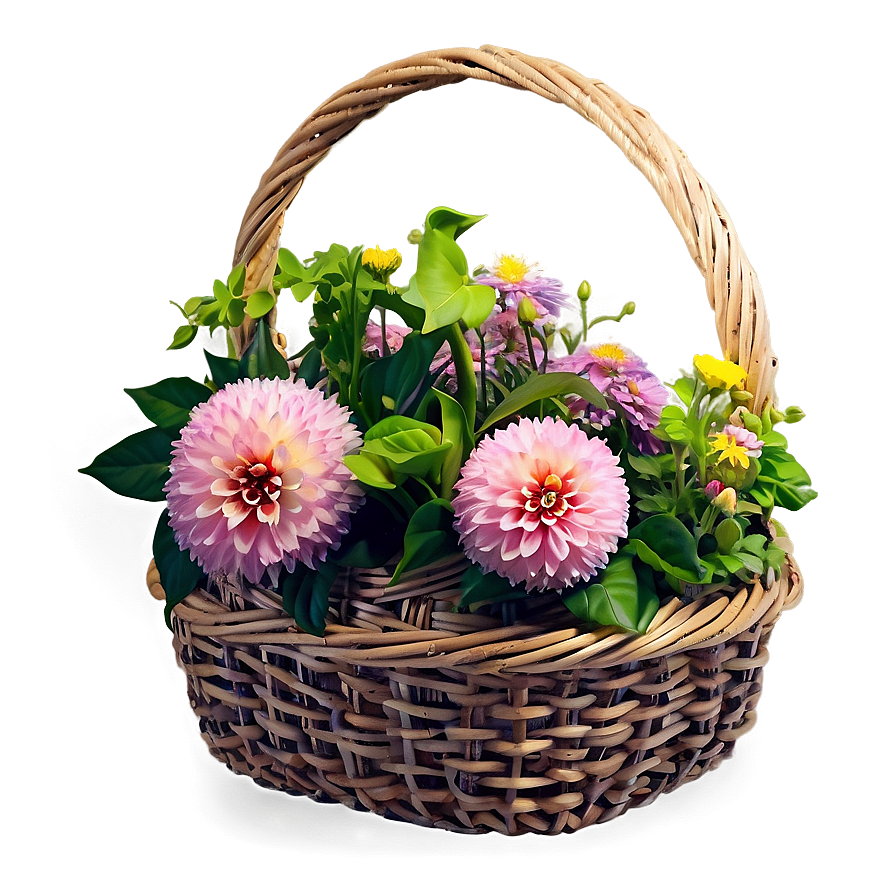 Aesthetic Flowers In Basket Png Pax