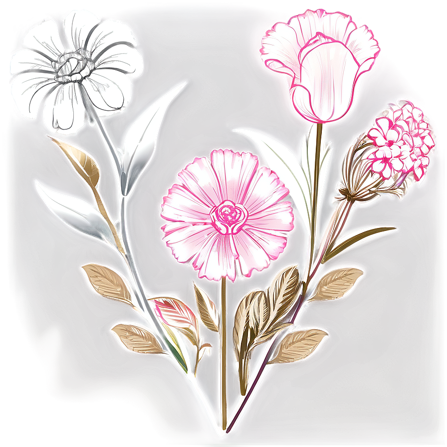 Aesthetic Flowers Outline Png Gdc