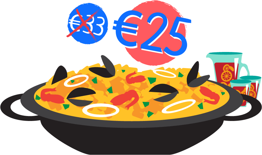 Affordable Paella Price Tag Illustration