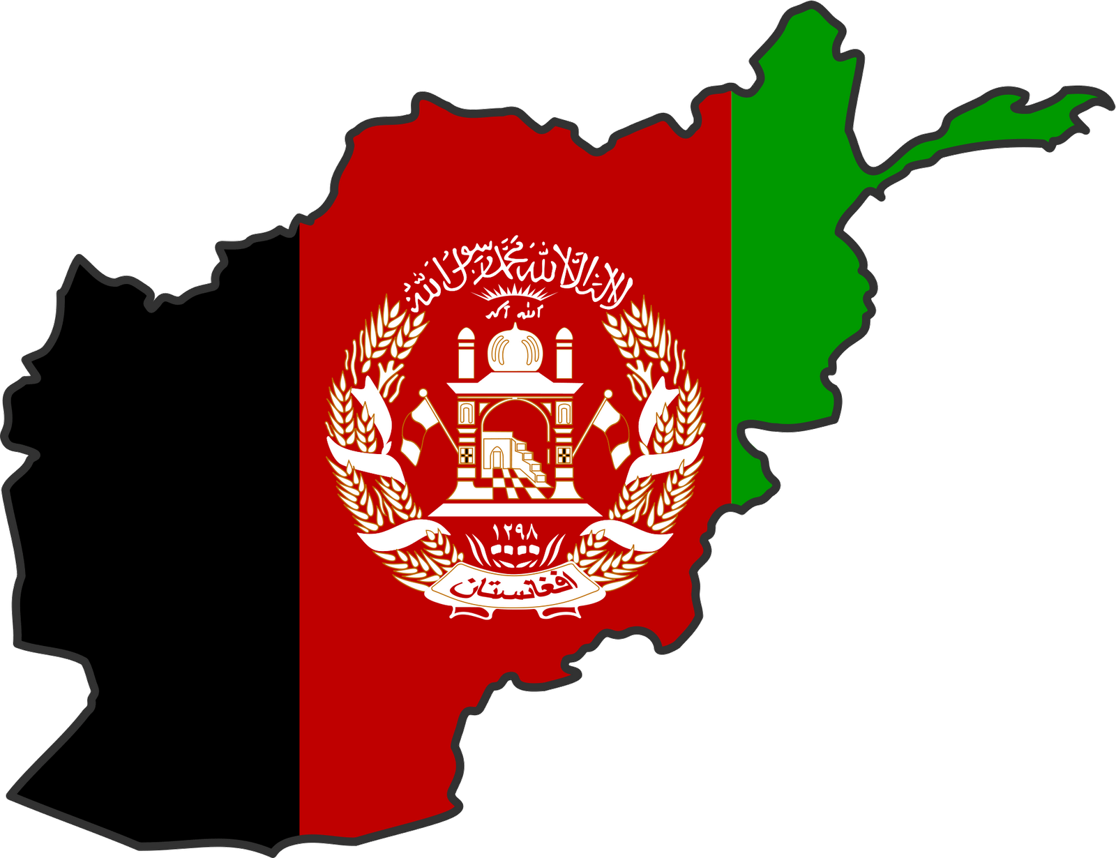 Afghanistan Mapwith Flag