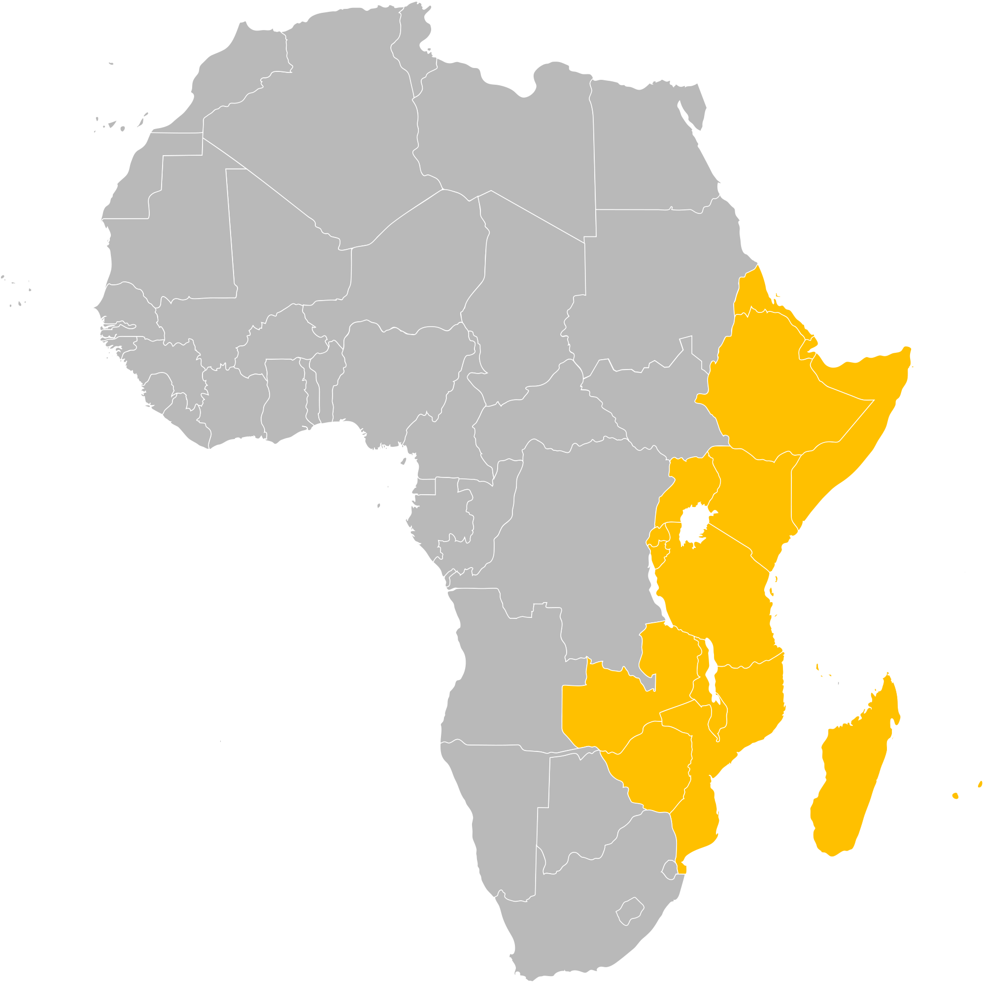 Africa Map Highlighted Regions