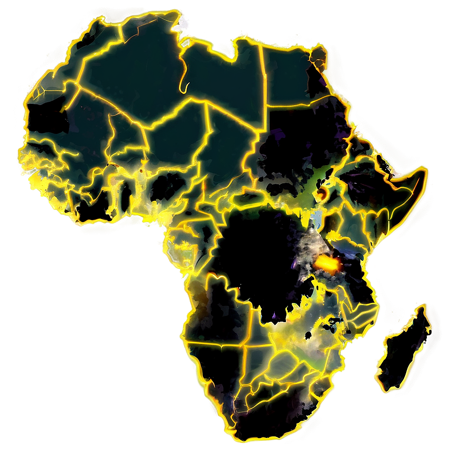 Africa Map Night Lights Png Dff28