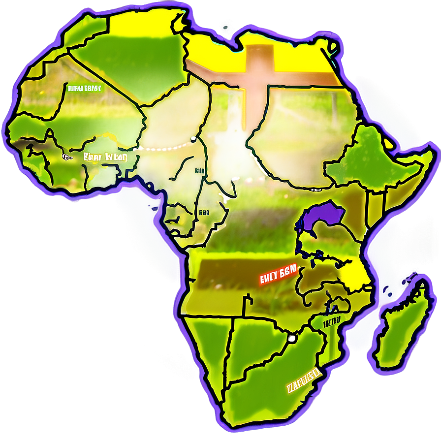 Africa Map Outline With Safari Theme Png 06262024