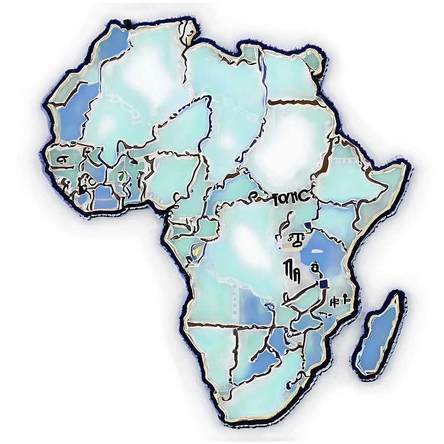 Africa Map Outline With Safari Theme Png Vrt