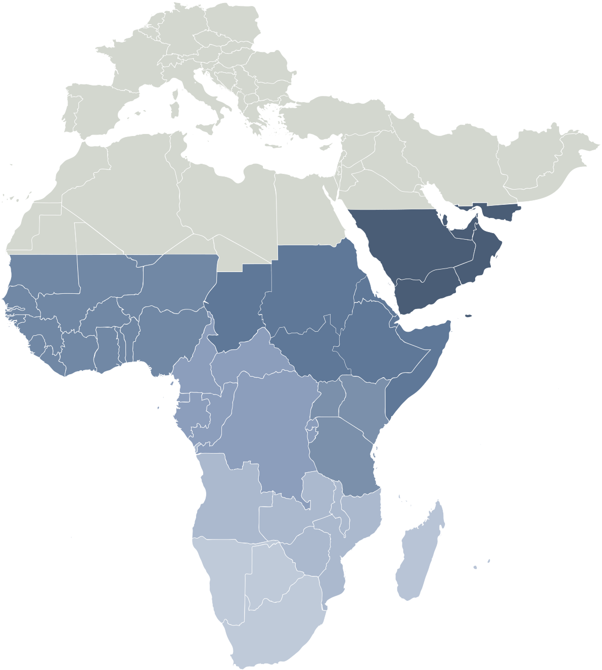 Africa Political Map Chad Highlighted