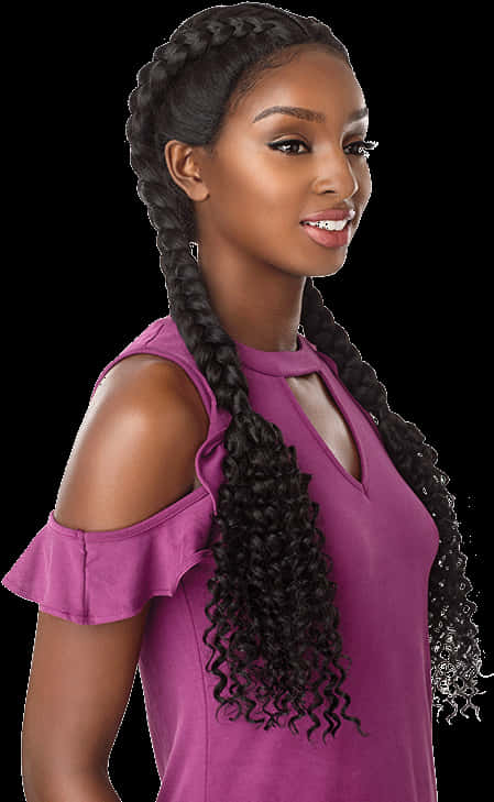 African American Womanwith Braided Wig