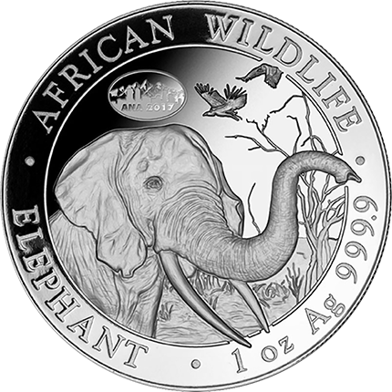 African Wildlife Elephant Silver Coin2017