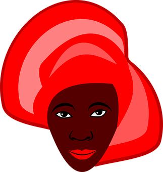 African Woman Red Headwrap Vector