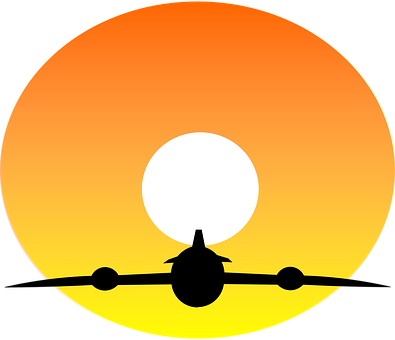 Airplane Silhouette Sunset