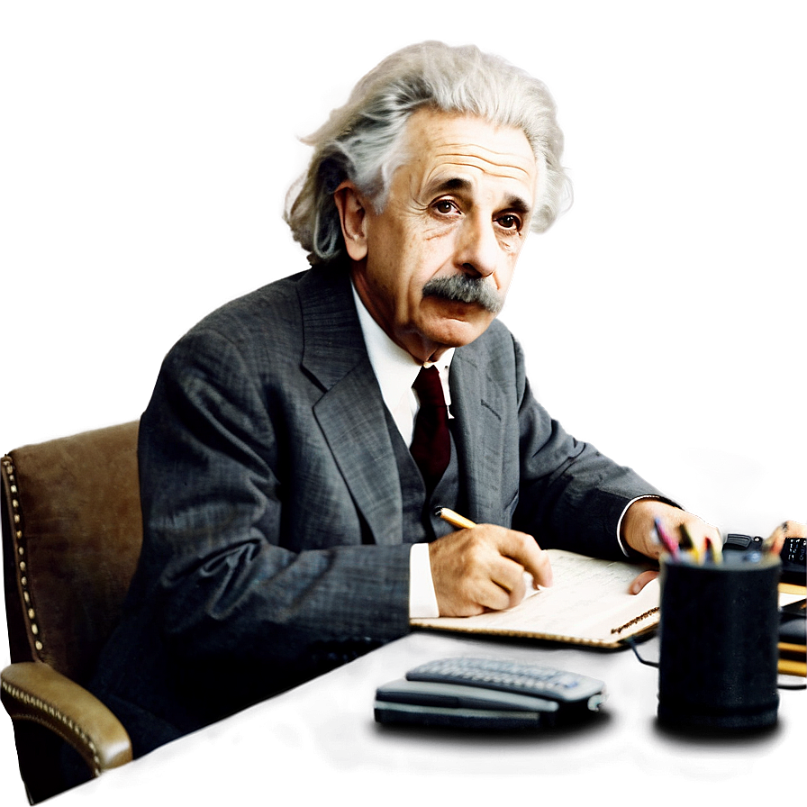 Albert Einstein At Desk Png Hjx