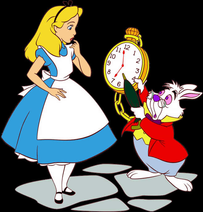 Aliceand White Rabbit Cartoon