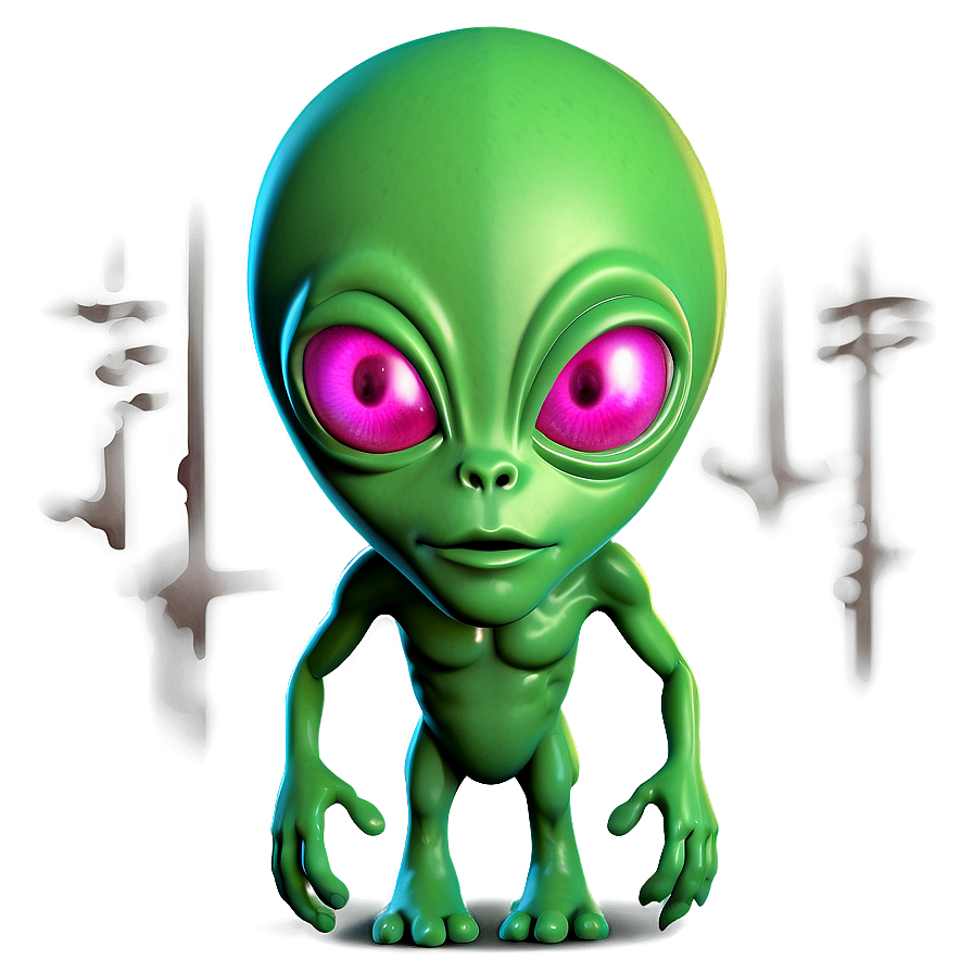 Alien Cartoon With Ufo Png Qgt74