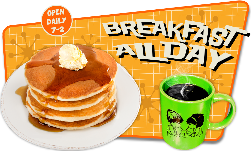 All Day Breakfast Pancakesand Coffee