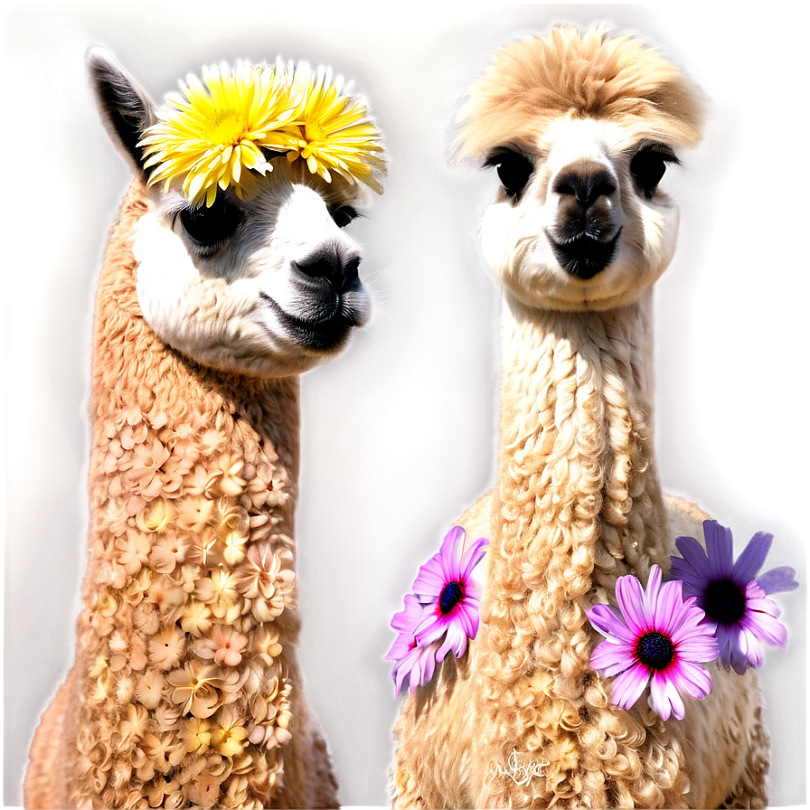 Alpaca With Flowers Png Ral28