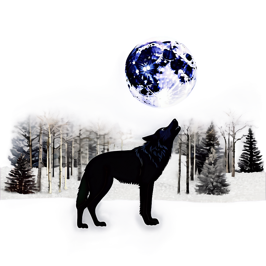 Alpha Wolf With Moon Background Png 06292024