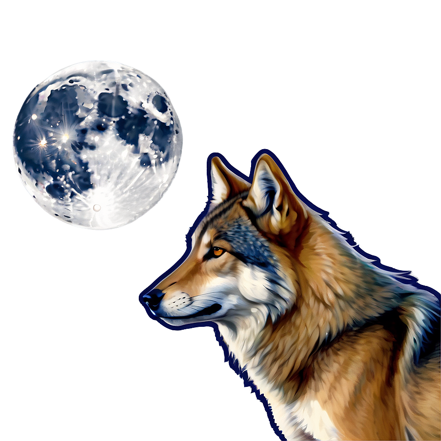 Alpha Wolf With Moon Background Png 06292024